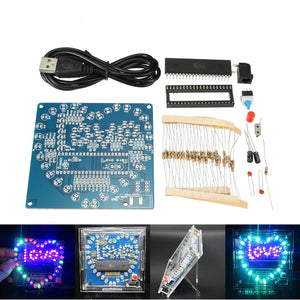 DIY Colorful 51 MCU Heart-shaped Light Water LED Lamp Electronic Kit With Shell