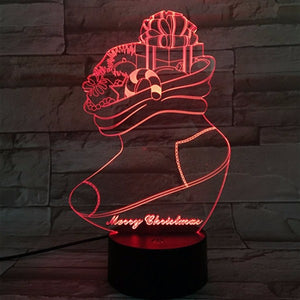 Christmas Stocking 3D LED Lights Colorful Touch Night Light Gift USB Table Visual Lights