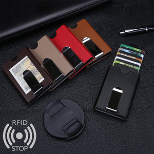 Men Women RFID Antimagnetic Automatic Pop up Aluminum Wallet Credit Card Holder