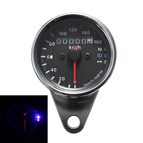 12V Universal Motorcycle Odometer KMH Speedometer Gauge LED Backlight Signal