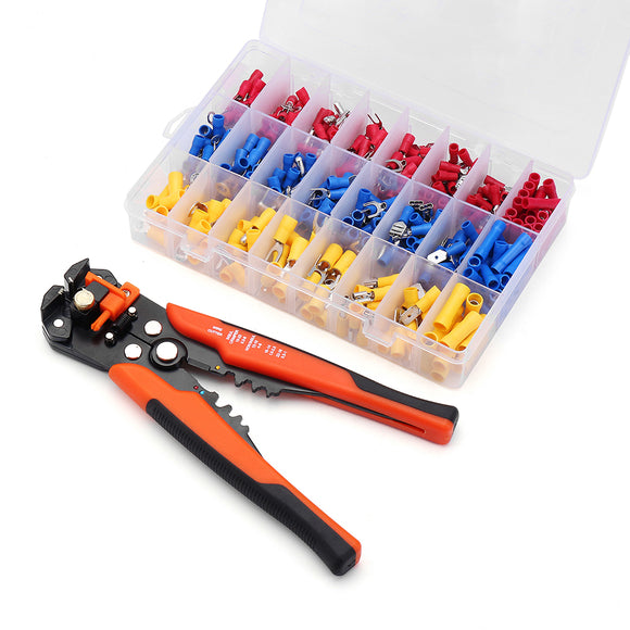 Multifunctional Stripper Plier Crimper M3-400pcs Cold Pressing Electrical Wire Terminal Sets Orange