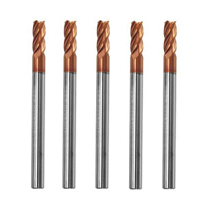 Drillpro 5pcs 4mm 4 Flutes Tungsten Carbide End Mill Cutter HRC55 AlTiN Coating End Mill Cutter