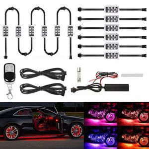 12Pcs Motorcycle ATV RGB LED Neon Under Glow Light Strip Wireless Kit Remote