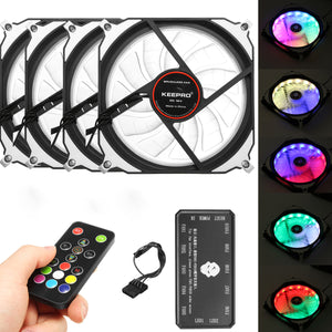 4 Pcs RGB LED 366 Modes Quiet Computer Case PC Cooling Fan 120mm+Remote Control DC 12 V