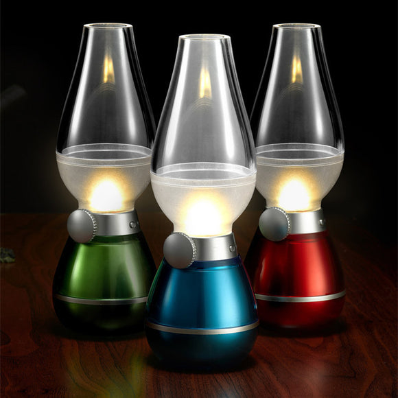 LED Blowing Kerosene Lamp Retro Vintage Dimming Lamp Night Light Home Decorative Lights Gift