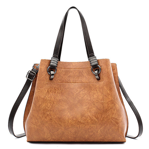 Women PU Leather Large Tote Bag Retro Crossbody Bag