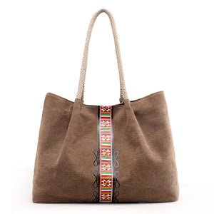 Women Durable Canvas Casual Retro Elegant Vintage Large Capacity Handbag