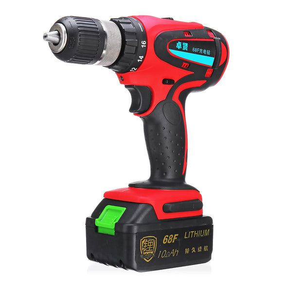 68V 10Ah Cordless Rechargeable Electric Drill 2 Speed Heavy Duty Torque Power Drills