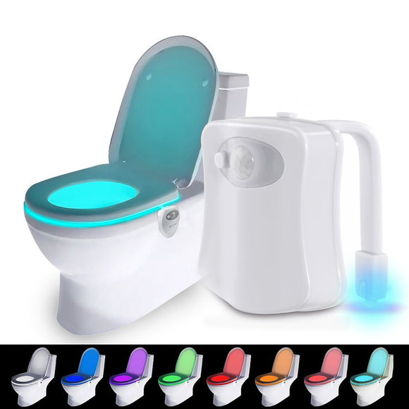 Loskii 8 Color USB Charge Toilet Night Light Bathroom Motion Activated Sensor LED Toilet Seat Light