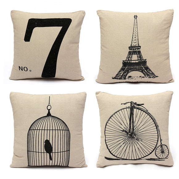 Fashion Cotton Linen Beige Pillow Case Home Decors 4 Pattern