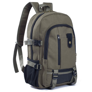 Men Outdoor Trendy Canvas Travel Backpack Casual Rucksack Fits 14 Laptop"