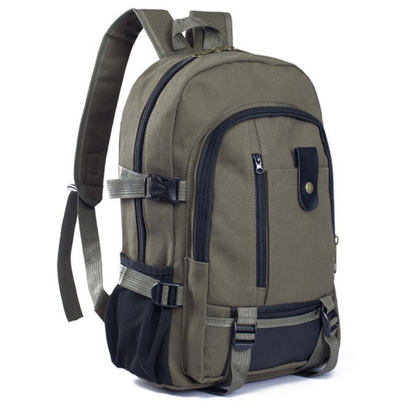 Men Outdoor Trendy Canvas Travel Backpack Casual Rucksack Fits 14 Laptop