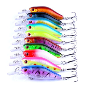 ZANLURE 10pcs/ Lot Rattles Wobbler Crankbaits Fishing Lures Hooks Bass Tackle 7cm/8g