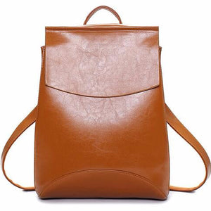 Women Multifunctional PU Leather Simple Big Capacity Simple Backpack Shoulders Bag