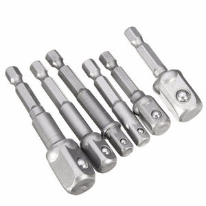 6pcs 1/4 Inch Hex Shank Magnetic Nut Driver Set Square Drive Socket Adaptor