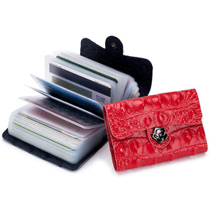 Women Solid Genuine Leather 26 Card Slot Wallet Card Holder