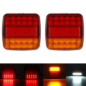 Pair 12V LED Square Tail Light Trailer Truck Boat Number Taillight Marine Lights