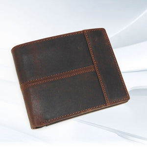 Men Genuine Leather Oil Wax Vintage Wallet Card Holder