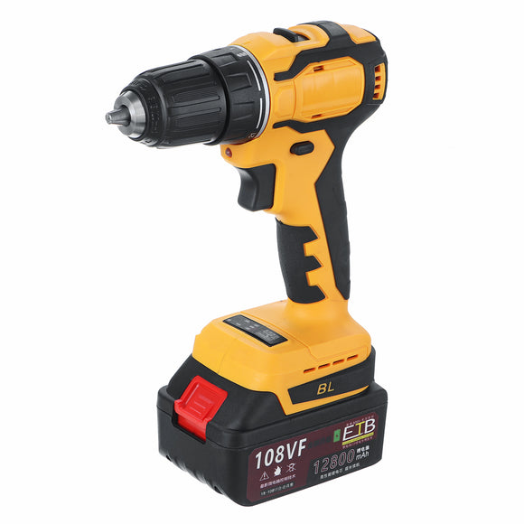 108VF Brushless Cordless Drill 2 Speed Adjustment Electric Drill Dirver LED Lighting Large Capacity Battery 28Nm Torque