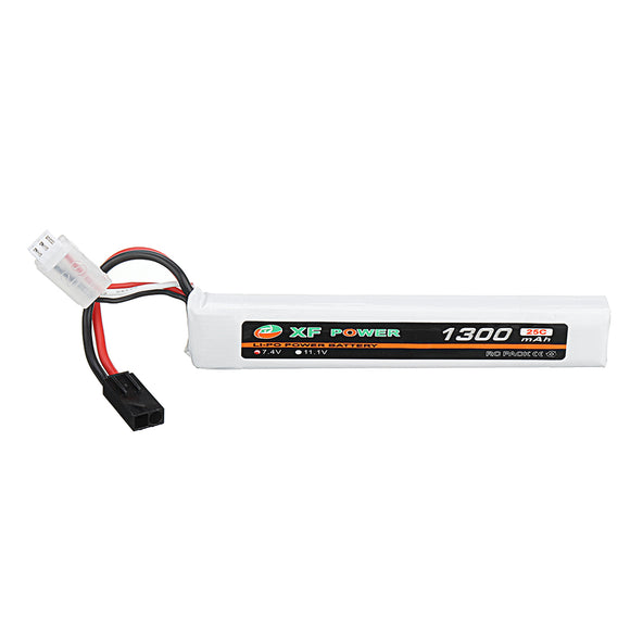 XF POWER 7.4V 1300mAh 25C 2S Lipo Battery Small Tamiya Plug