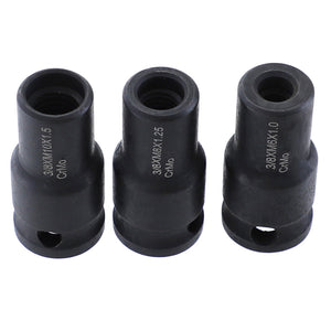 Drillpro 3Pcs 6mm/8mm/10mm Socket Adapter Cr-Mo Socket Holder 3/8 Inch Square Driver Bolt Driver for Hanger Bolts Thread Tools