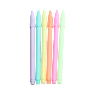 6 Pcs Candy Color Plastic Ink Gel Pen Set Highlighter Office School Stationery