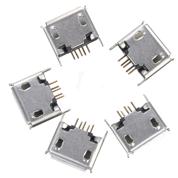 5PCS Micro USB Type AB Female 180 DIP 5Pin Socket Soldering Jack Connector SMT