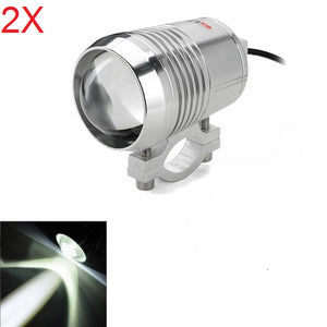 2Pcs Silver Motorcycle U2 LED Headlights High Low Beam Light