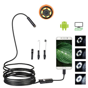 7mm USB Borescope Snake Inspection Camera Android Mobile Phone Soft Wire