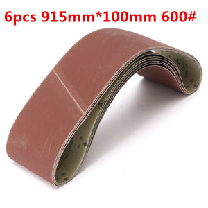 6pcs 915mm*100mm Alumina Sanding Belts 600 Grit Sandpaper Self Sharpening Oxide Abrasive Strips