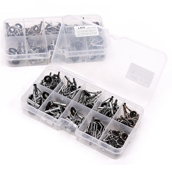 LEO 80pcs Metal&Ceramics Fishing Guide Rings With Box Tackle For DIY Sea Fishing Telescopic Rod