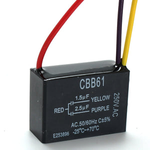 CBB61 1.5uF+2.5uF 3 WIRE 250VAC Ceiling Fan Capacitor 3 Wires