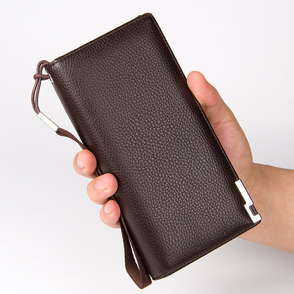 Men PU Leather Clutch Bag Handbag Wrist Bag Organizer Checkbook Wallet Card Case