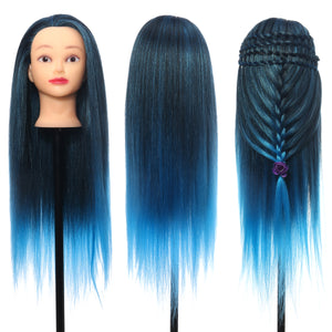 26'' Colorful Hair Hairdressing Practice Training Head Mannequin Salon With Clamp