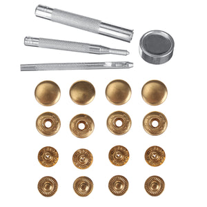 8pcs Golden 15mm/12.5mm Duty Snap Fasteners Popper Press Stud Button With Fixing Kit