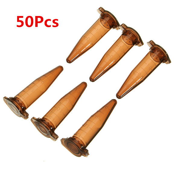 50Pcs 1.5mL Conical Bottom Centrifuge Tube Graduated Brown Polypropylene EP Tube