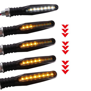 Pair 12V 15LED Motorcycle Flowing Sequential Turn Lights+DRL Lamp Spotlight