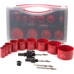 Drillpro 15Pcs Bi-Metal Hole Saw Kit 19mm to 64mm HSS Sawtooth Hole Saw Cutter Drill Bit Through for Wood Plastic Metal Drywall