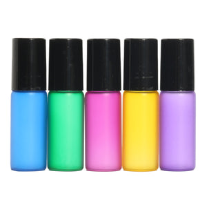 15Pcs 5mL Mixed Color Roller Ball Glass Bottle Small Container for Perfume Essential Oil