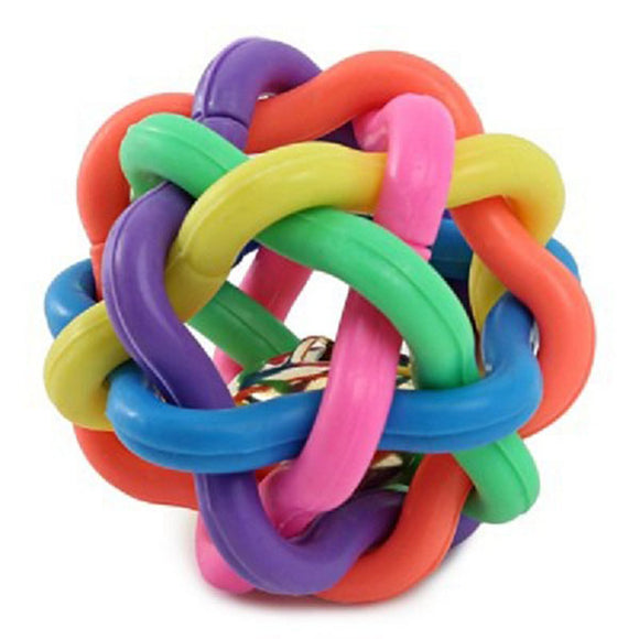 Multipet Rainbow Rubber Ball Dog Toy alls With Inner Bell Colorful Ball Pet Toys