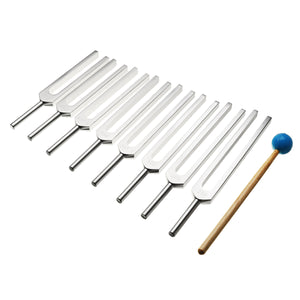 8Pcs Aluminum Alloy Tuning Fork Musical Instrument Reflex Hammer Set with Mallet