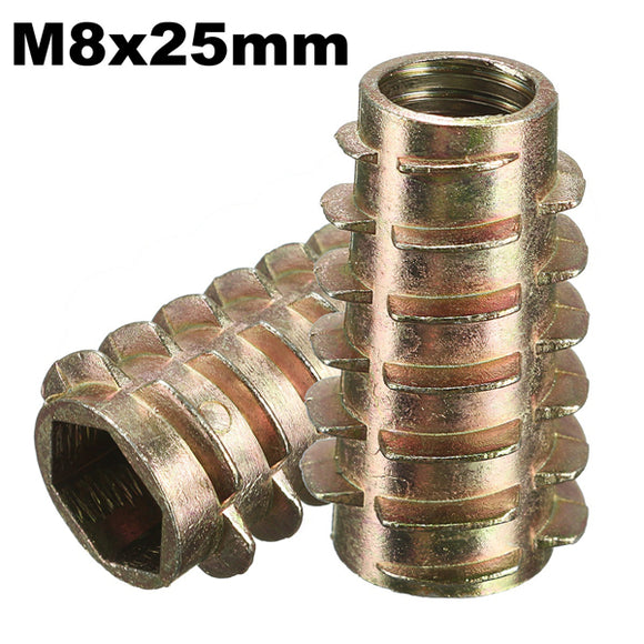 5Pcs M8x25mm Hex Drive Screw In Threaded Insert For Wood Type E