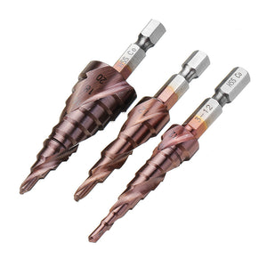 Drillpro 3pcs M35 Cobalt Step Drill Bit 3-12/4-12/4-20mm Step Drill Cutter 1/4 Inch Hex Shank