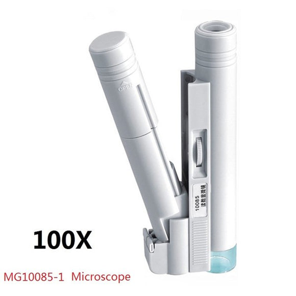 MG10085-1 100X LED Portable Dual-tube Microscope Magnifier Measurement Range 0-2cm