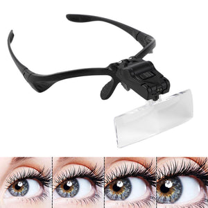 LED Light Magnifier Glasses for Eyelash Extension Grafting Reading Repair Tool 1X 1.5X 2X 2.5X 3.5X