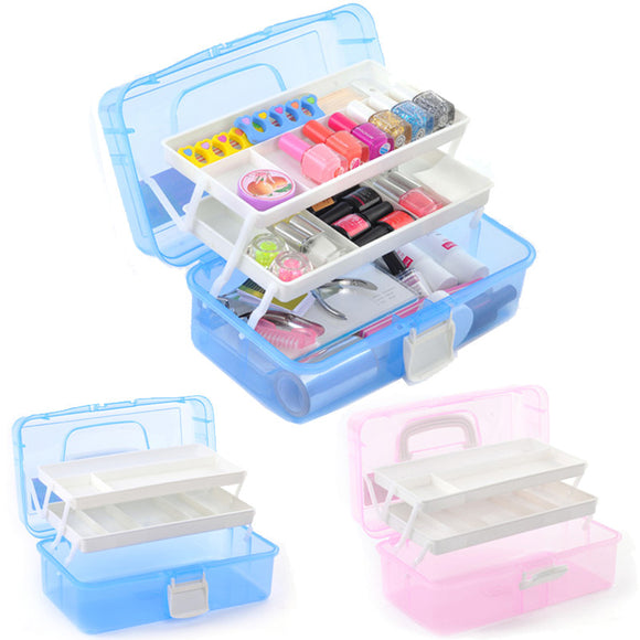 IPRee PVC3 Layers Large High Grade Nail Kit Translucent Storage Box Plastic case