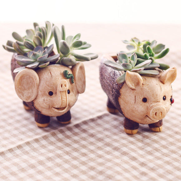 ChowDon Novelty Cute Animal Resin Ornament Unique Succulent Plant Flower Pot Planter