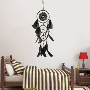 Handmade Dream Catcher Black Feather Wood Beads Balcony Room Wall Hanging Decorations