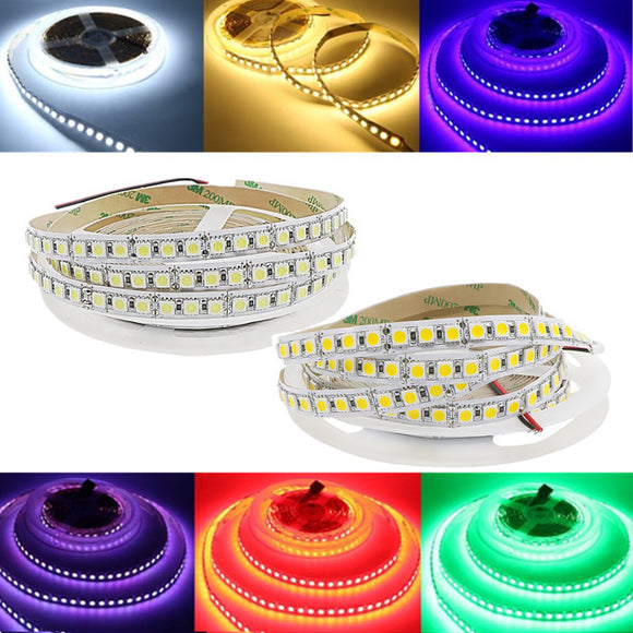 5M 5050 SMD 120LED/M Not-waterproof RGB Pure White Warm White LED Flexible Strip Light DC12V