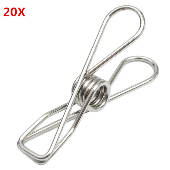 Suleve SSCH01 20Pcs Stainless Steel Clothes Pegs Metal Clips Hanger for Socks Underwear Towel Sheet